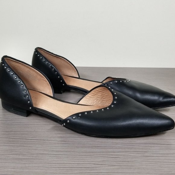 Halogen Maisy d'Orsay Studded Flat, Black Leather, Womens Size 7.5 M - Picture 4 of 13